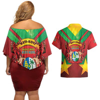 Suriname Emancipation Day Couples Matching Off Shoulder Short Dress and Hawaiian Shirt Wan Switi Keti Koti - Wonder Print Shop