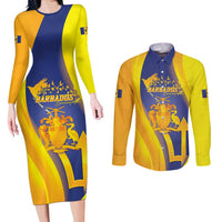 Barbados Emancipation Day Couples Matching Long Sleeve Bodycon Dress and Long Sleeve Button Shirt Freedom And Unity - Wonder Print Shop