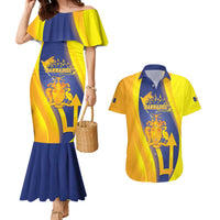 Barbados Emancipation Day Couples Matching Mermaid Dress and Hawaiian Shirt Freedom And Unity - Wonder Print Shop