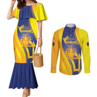 Barbados Emancipation Day Couples Matching Mermaid Dress and Long Sleeve Button Shirt Freedom And Unity - Wonder Print Shop