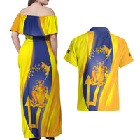 Barbados Emancipation Day Couples Matching Off Shoulder Maxi Dress and Hawaiian Shirt Freedom And Unity - Wonder Print Shop