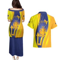 Barbados Emancipation Day Couples Matching Puletasi and Hawaiian Shirt Freedom And Unity - Wonder Print Shop