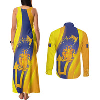 Barbados Emancipation Day Couples Matching Tank Maxi Dress and Long Sleeve Button Shirt Freedom And Unity - Wonder Print Shop