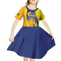 Barbados Emancipation Day Kid Short Sleeve Dress Freedom And Unity - Wonder Print Shop