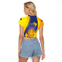 Barbados Emancipation Day Raglan Cropped T Shirt Freedom And Unity - Wonder Print Shop