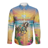 Hot Jimothy Summer Long Sleeve Button Shirt Funny Seattle Raccoon