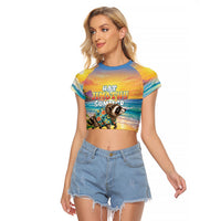 Hot Jimothy Summer Raglan Cropped T Shirt Funny Seattle Raccoon