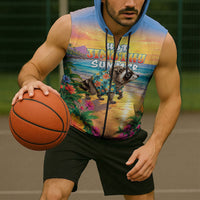Hot Jimothy Summer Sleeveless Zip Hoodie Funny Seattle Raccoon