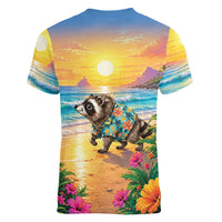 Hot Jimothy Summer Women V-Neck T-Shirt Funny Seattle Raccoon