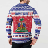 Haiti Christmas Button Sweatshirt Coat Of Arms Jwaye Nwel - Wonder Print Shop