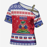Haiti Christmas Cross Shoulder Shirt Coat Of Arms Jwaye Nwel - Wonder Print Shop