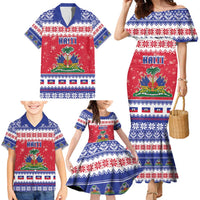 Haiti Christmas Family Matching Mermaid Dress and Hawaiian Shirt Coat Of Arms Jwaye Nwel - Wonder Print Shop
