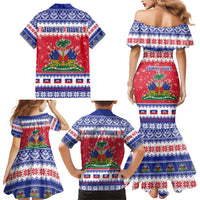 Haiti Christmas Family Matching Mermaid Dress and Hawaiian Shirt Coat Of Arms Jwaye Nwel - Wonder Print Shop