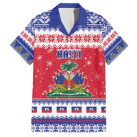Haiti Christmas Family Matching Off The Shoulder Long Sleeve Dress and Hawaiian Shirt Coat Of Arms Jwaye Nwel - Wonder Print Shop