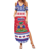 Haiti Christmas Family Matching Summer Maxi Dress and Hawaiian Shirt Coat Of Arms Jwaye Nwel - Wonder Print Shop