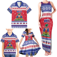 Haiti Christmas Family Matching Tank Maxi Dress and Hawaiian Shirt Coat Of Arms Jwaye Nwel - Wonder Print Shop