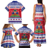 Haiti Christmas Family Matching Tank Maxi Dress and Hawaiian Shirt Coat Of Arms Jwaye Nwel - Wonder Print Shop