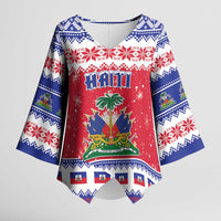 Haiti Christmas Kimono Sleeve Blouse Coat Of Arms Jwaye Nwel - Wonder Print Shop