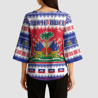 Haiti Christmas Kimono Sleeve Blouse Coat Of Arms Jwaye Nwel - Wonder Print Shop