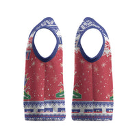 Haiti Christmas Knitted V-Neck Vest Coat Of Arms Jwaye Nwel - Wonder Print Shop