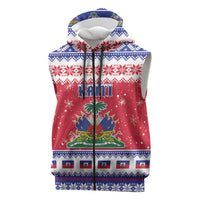 Haiti Christmas Sleeveless Zip Hoodie Coat Of Arms Jwaye Nwel - Wonder Print Shop