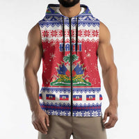 Haiti Christmas Sleeveless Zip Hoodie Coat Of Arms Jwaye Nwel - Wonder Print Shop