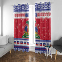 Haiti Christmas Window Curtain Coat Of Arms Jwaye Nwel - Wonder Print Shop