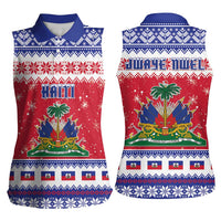 Haiti Christmas Women Sleeveless Polo Shirt Coat Of Arms Jwaye Nwel - Wonder Print Shop