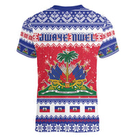 Haiti Christmas Women V-Neck T-Shirt Coat Of Arms Jwaye Nwel - Wonder Print Shop