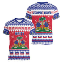 Haiti Christmas Women V-Neck T-Shirt Coat Of Arms Jwaye Nwel - Wonder Print Shop