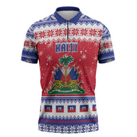Haiti Christmas Zipper Polo Shirt Coat Of Arms Jwaye Nwel - Wonder Print Shop