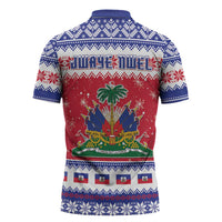 Haiti Christmas Zipper Polo Shirt Coat Of Arms Jwaye Nwel - Wonder Print Shop