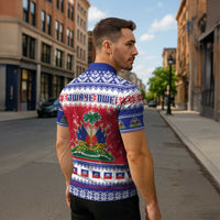 Haiti Christmas Zipper Polo Shirt Coat Of Arms Jwaye Nwel - Wonder Print Shop