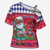 Haiti Christmas Cross Shoulder Shirt Haitian Santa Jwaye Nwel - Wonder Print Shop