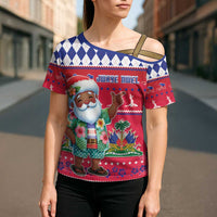 Haiti Christmas Cross Shoulder Shirt Haitian Santa Jwaye Nwel - Wonder Print Shop