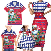 Haiti Christmas Family Matching Short Sleeve Bodycon Dress and Hawaiian Shirt Haitian Santa Jwaye Nwel - Wonder Print Shop