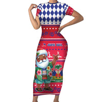 Haiti Christmas Family Matching Short Sleeve Bodycon Dress and Hawaiian Shirt Haitian Santa Jwaye Nwel - Wonder Print Shop