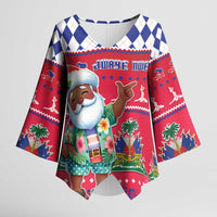 Haiti Christmas Kimono Sleeve Blouse Haitian Santa Jwaye Nwel - Wonder Print Shop