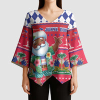 Haiti Christmas Kimono Sleeve Blouse Haitian Santa Jwaye Nwel - Wonder Print Shop
