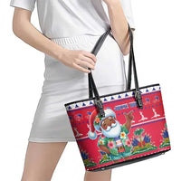 Haiti Christmas Leather Tote Bag Haitian Santa Jwaye Nwel - Wonder Print Shop