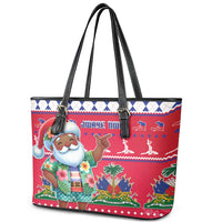 Haiti Christmas Leather Tote Bag Haitian Santa Jwaye Nwel - Wonder Print Shop
