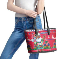 Haiti Christmas Leather Tote Bag Haitian Santa Jwaye Nwel - Wonder Print Shop