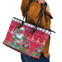 Haiti Christmas Leather Tote Bag Haitian Santa Jwaye Nwel - Wonder Print Shop