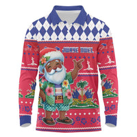 Haiti Christmas Long Sleeve Polo Shirt Haitian Santa Jwaye Nwel - Wonder Print Shop