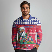 Haiti Christmas Long Sleeve Polo Shirt Haitian Santa Jwaye Nwel - Wonder Print Shop