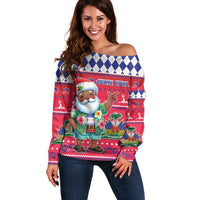 Haiti Christmas Off Shoulder Sweater Haitian Santa Jwaye Nwel - Wonder Print Shop