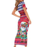 Haiti Christmas Short Sleeve Bodycon Dress Haitian Santa Jwaye Nwel - Wonder Print Shop
