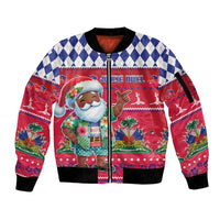 Haiti Christmas Sleeve Zip Bomber Jacket Haitian Santa Jwaye Nwel - Wonder Print Shop