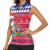 Haiti Christmas Women Sleeveless Polo Shirt Haitian Santa Jwaye Nwel - Wonder Print Shop