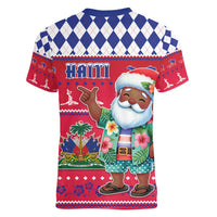 Haiti Christmas Women V-Neck T-Shirt Haitian Santa Jwaye Nwel - Wonder Print Shop